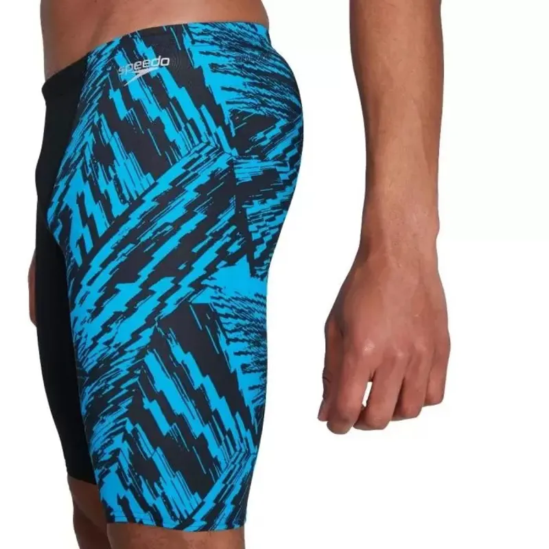 Speedo Men's Allover V-Cut Jammer - Black/Blue 28-1